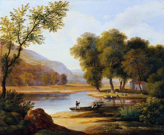 Kahnfahrer in Landschaft by Friedrich Philipp Reinhold