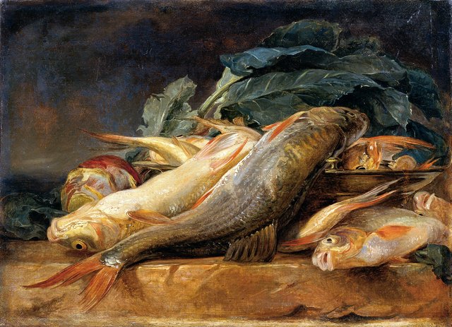 Stillleben mit Fischen by Josef Neugebauer