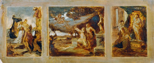 Skizze für ein Triptychon mit mythologischen Szenen by Hans Makart
