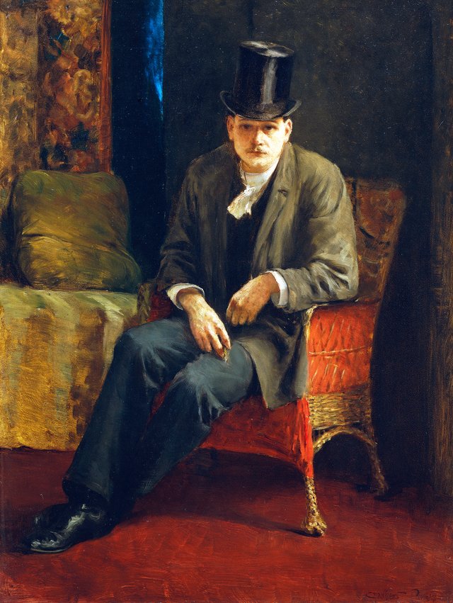 Selbstporträt mit Zylinder by Josef Engelhart