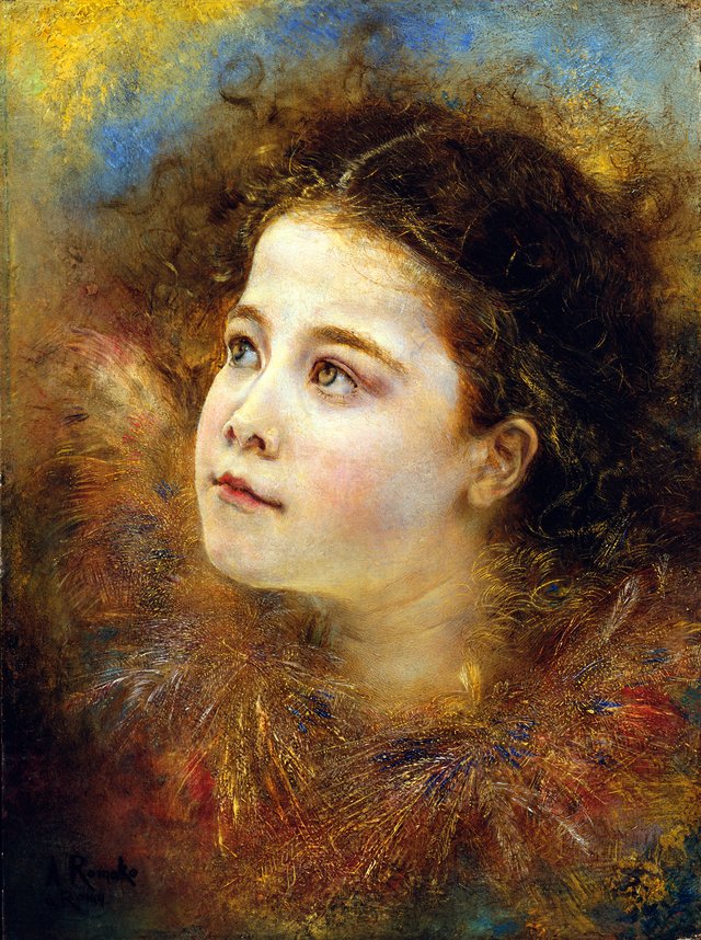 Mädchen mit Ährenhalskrause by Anton Romako