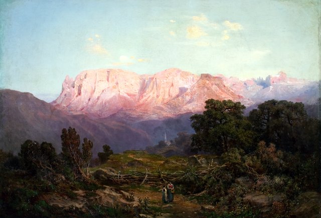 Schlern mit Rosengarten von Rampeun aus gesehen by Gottfried Seelos