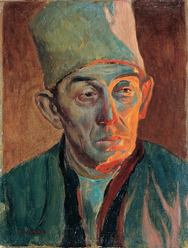 Mann mit Pelzkappe by Hubert Landa