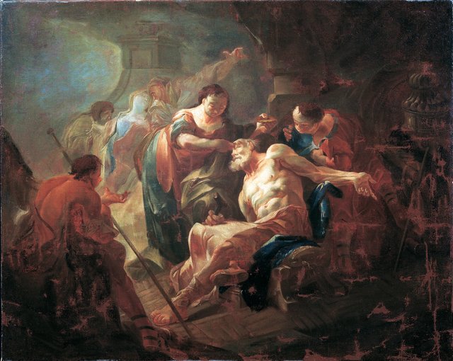 Young Tobias heals his father with fish bile by Franz Sigrist
