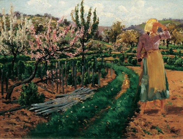 Mädchen im Obstgarten by Theodor von Hörmann