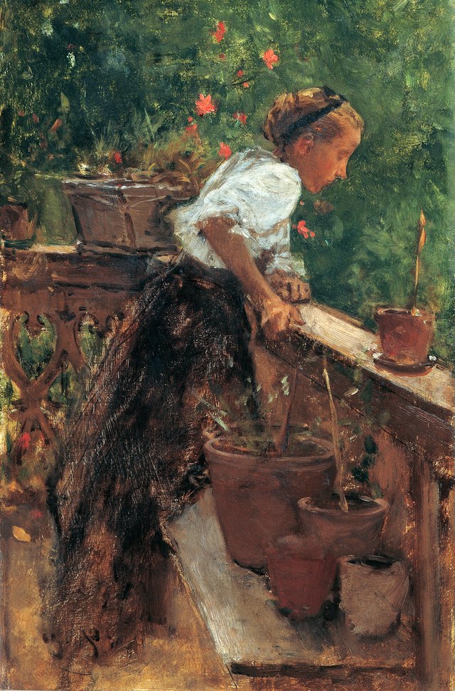 Bauernmädchen auf dem Balkon by August von Pettenkofen