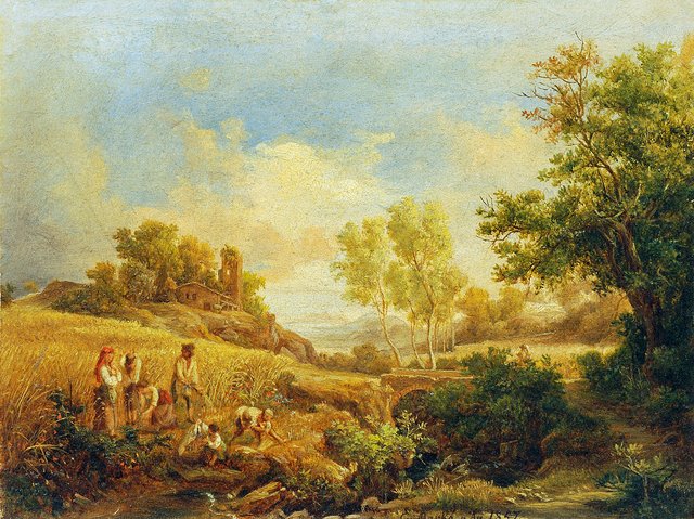 Landschaft mit Heuernte by Károly Markó