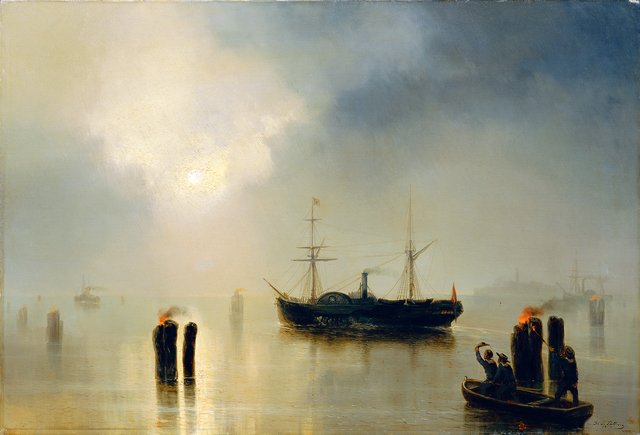 Nachtfahrt in der Lagune by Josef Püttner