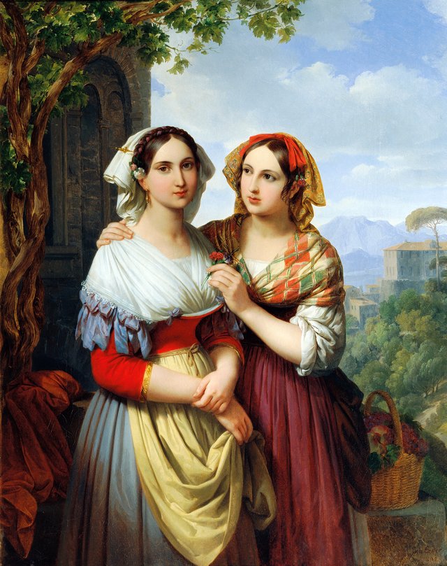 Two Girls in a Landscape by Johann Ender