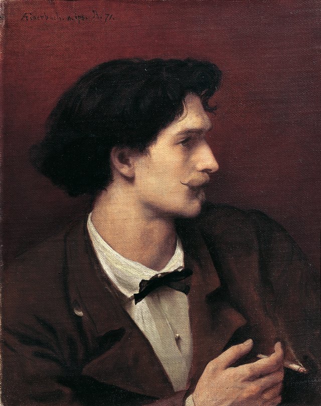 Self-portrait with cigarette by Anselm Feuerbach