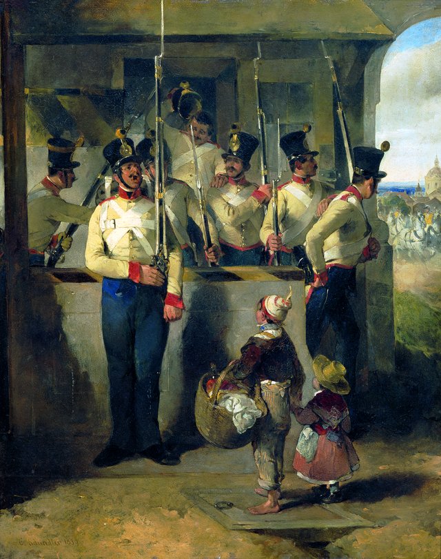 Die Schildwache, in das Gewehr rufend ("Gewehr heraus!") by Carl Schindler
