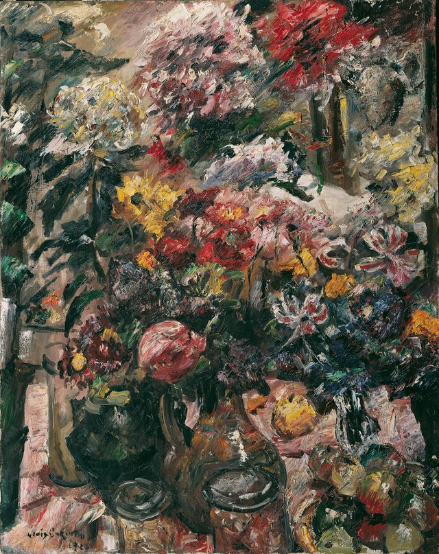 Still life with chrysanthemums and amaryllis by Lovis Corinth
