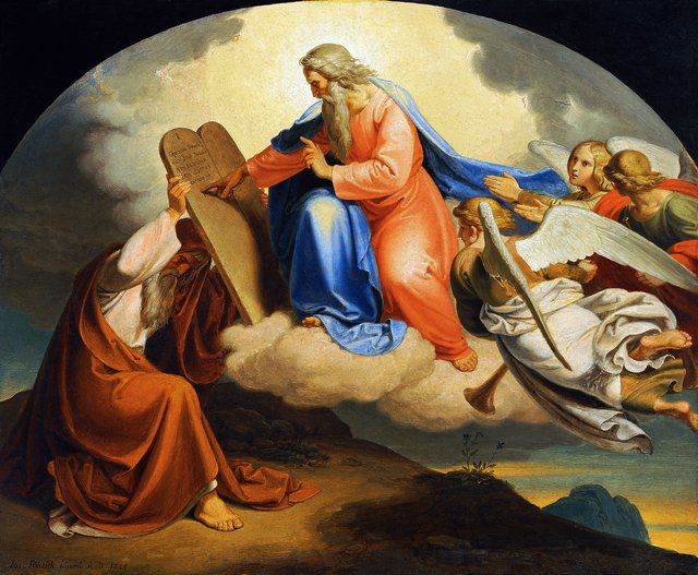 God Writes the Ten Commandments to Moses on Two Tablets of Stone on Mount Sinai by Joseph von Führich