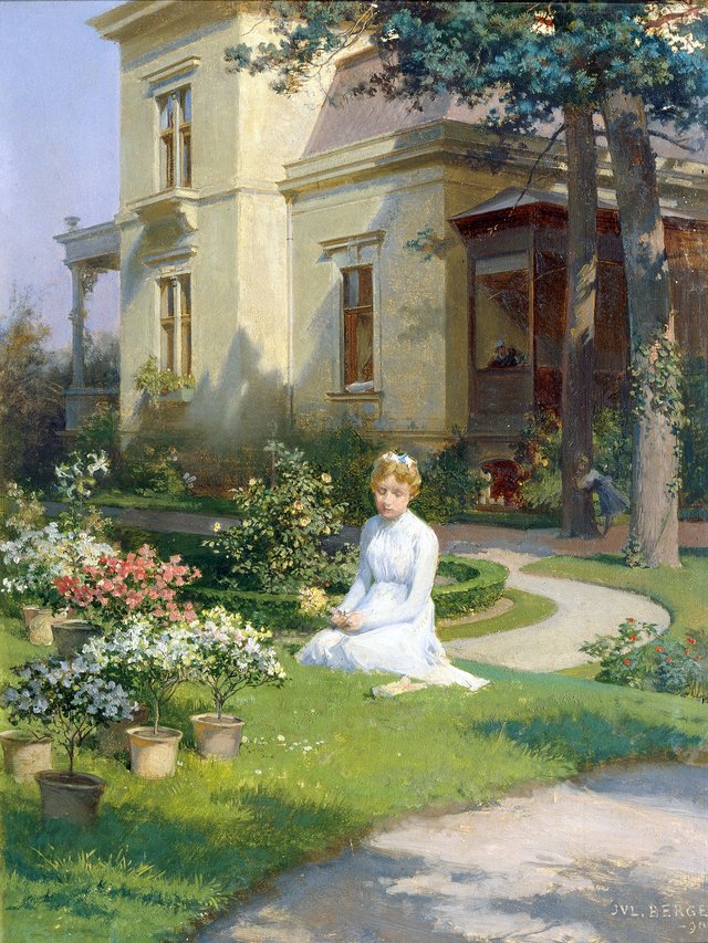 Girl in the Garden of a Villa by Julius Victor Berger