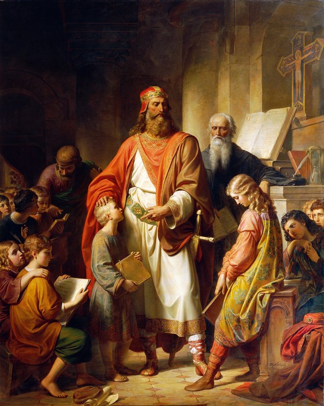 Charlemagne reprimands the neglectful students by Karl von Blaas