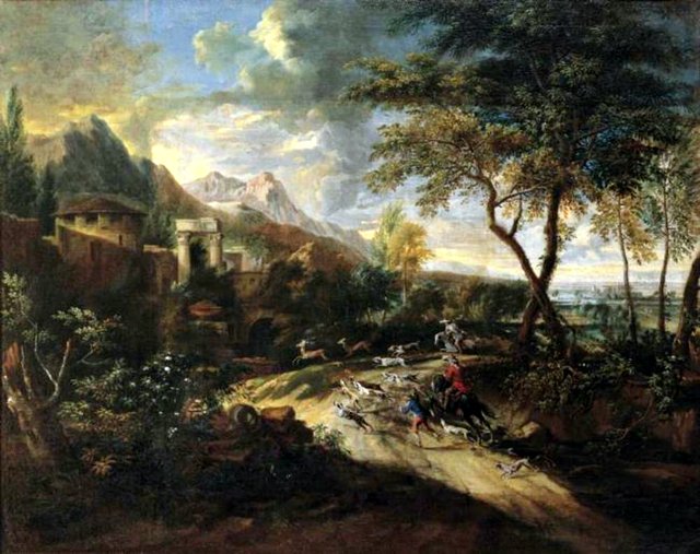 Deer hunt in hilly terrain by Anton Faistenberger