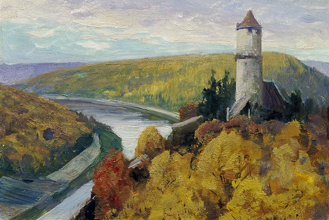 Moldau (aus der Mappe „16 Ansichten tschechischer Landschaften 'Česka Krajiná'“) by Ferdinand František Engelmüller