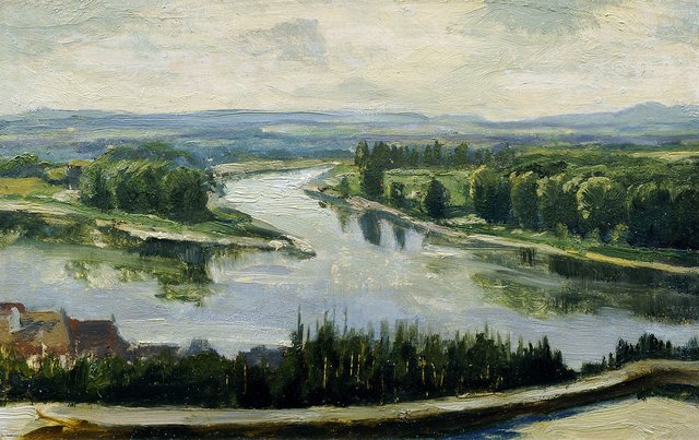 Zusammenfluss von Moldau und Elbe by Ferdinand František Engelmüller
