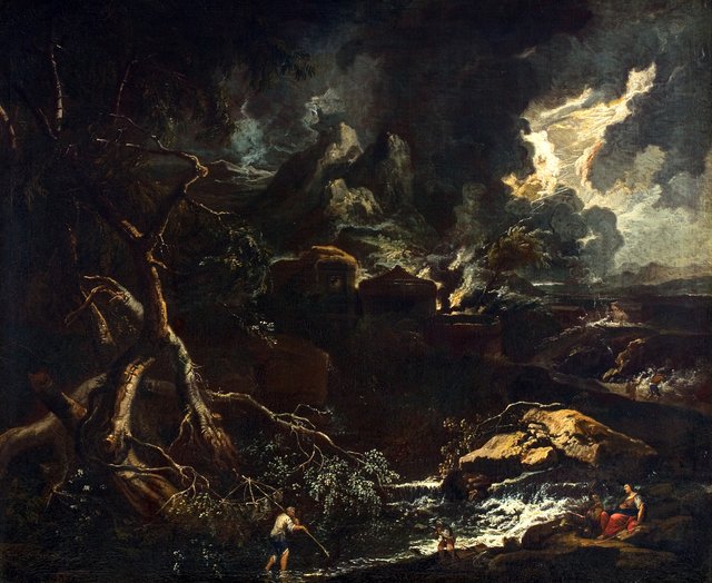 Landscape with thunderstorm by Anton Faistenberger