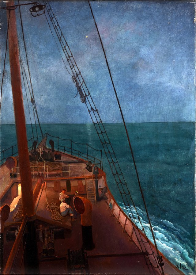 Nächtliche Fahrt im Mittelmeer by Emil Orlík