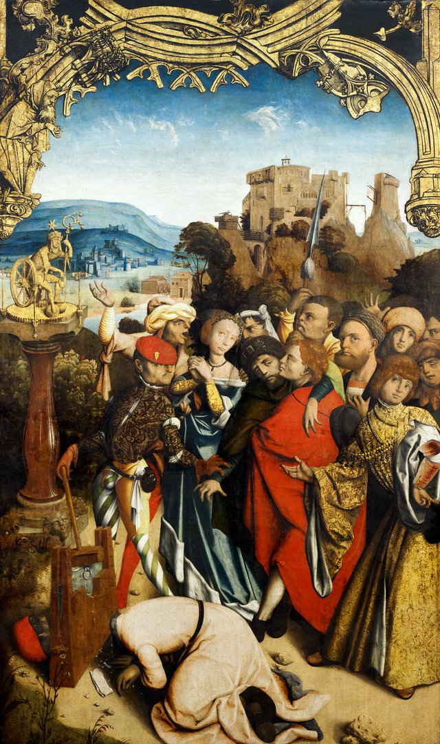 Martyrium der hll. Cantius, Cantianus und Cantianilla (Innenseite); Auferstehung Christi (Außenseite) by Master of the Krainburg Altar