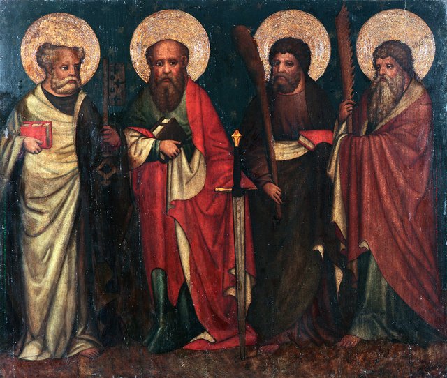 Die Apostel Petrus, Paulus, Jakobus d. J. und Simon by Meister von Laufen