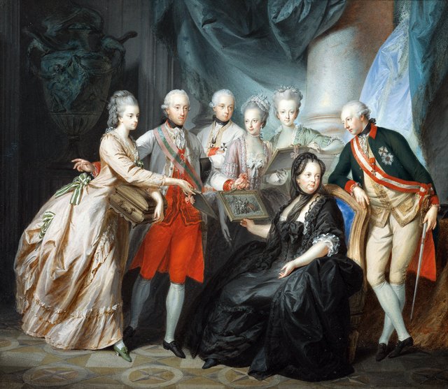 Archduchess Marie Christine and Duke Albert of Saxony Teschen Present the Family with Pictures of their Relatives in Italy by Heinrich Füger