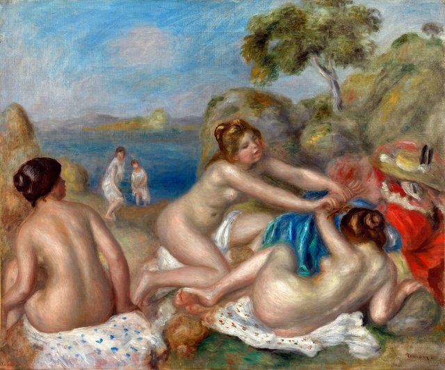 Bathers Playing with a Crab by Pierre-Auguste Renoir