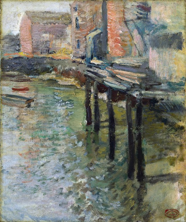 Deserted Wharf (The Old Mill at Cos Cob) by John Henry Twachtman