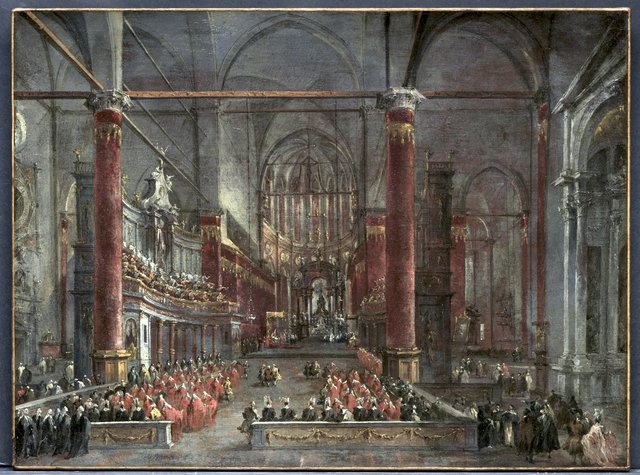 Pontifical Ceremony in SS. Giovanni e Paolo, Venice, 1782 by Francesco Guardi