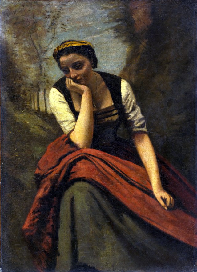 Woman Meditating by Jean-Baptiste Camille Corot