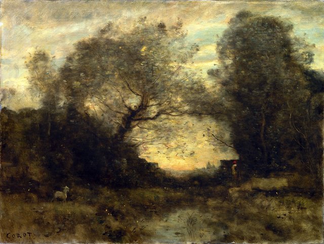 The Pond at the Entrance of the Woods by Jean-Baptiste Camille Corot