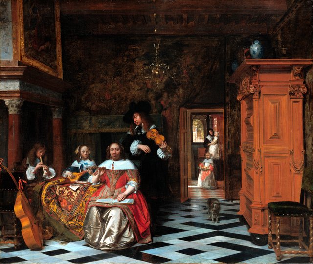 Portrait of a Family Playing Music by Pieter de Hooch