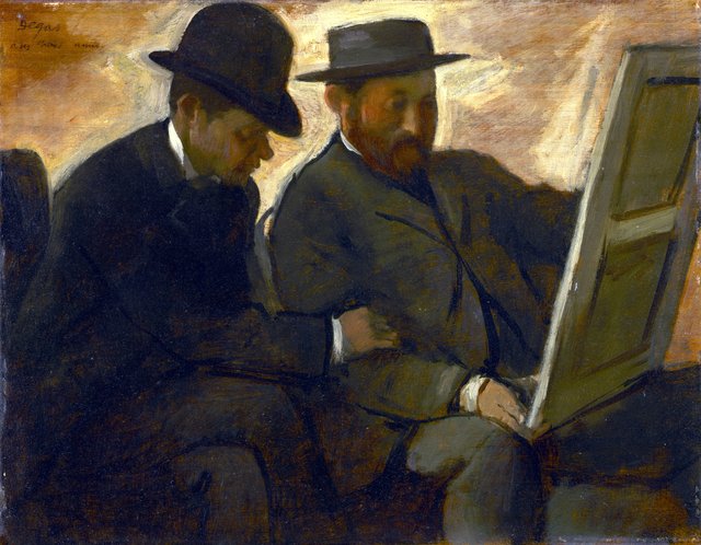 Paul Lafond and Alphonse Cherfils Examining a Painting by Edgar Degas
