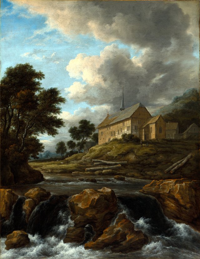 Landscape with a Church by a Torrent
 by Jacob van Ruisdael