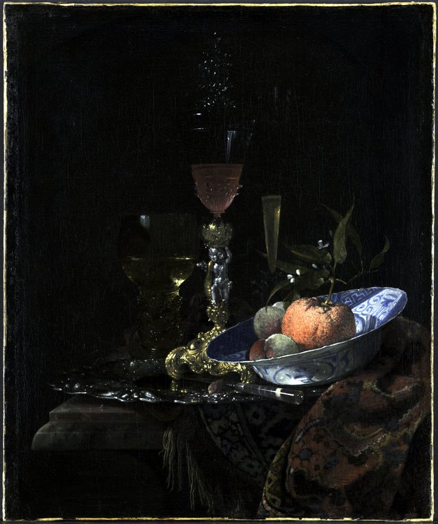 Wineglass and a Bowl of Fruit by Willem Kalf