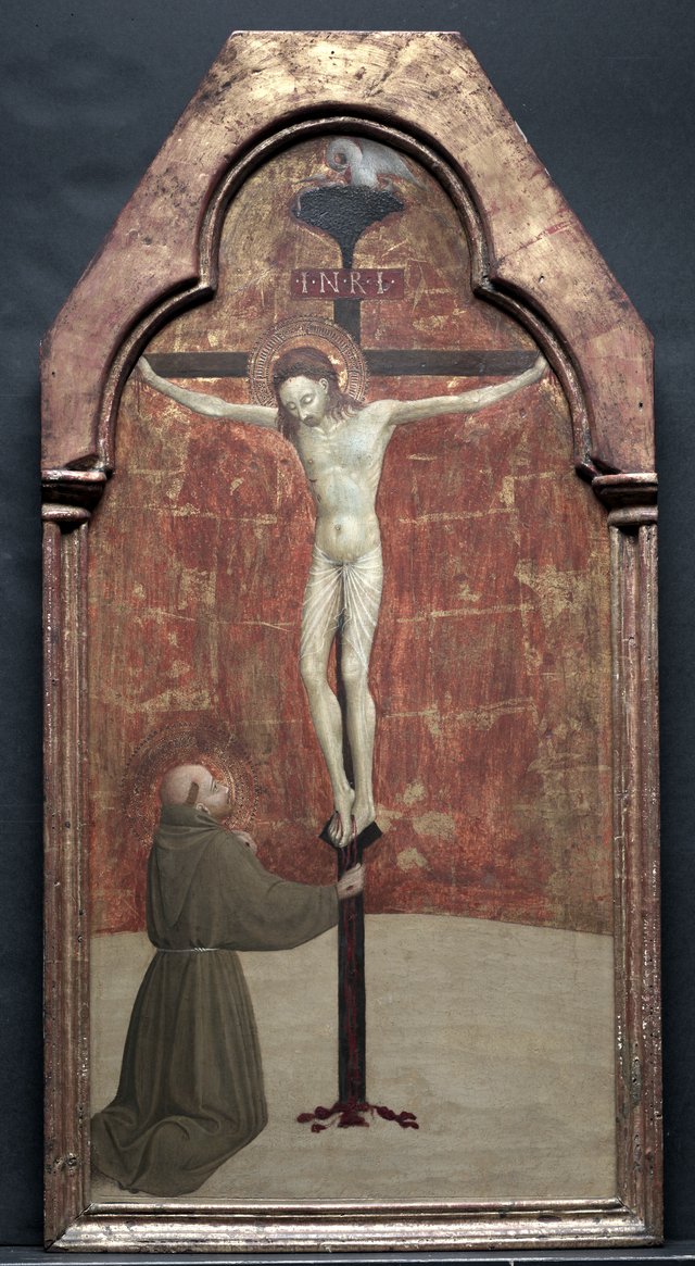 St. Francis Kneeling before Christ on the Cross by Sassetta