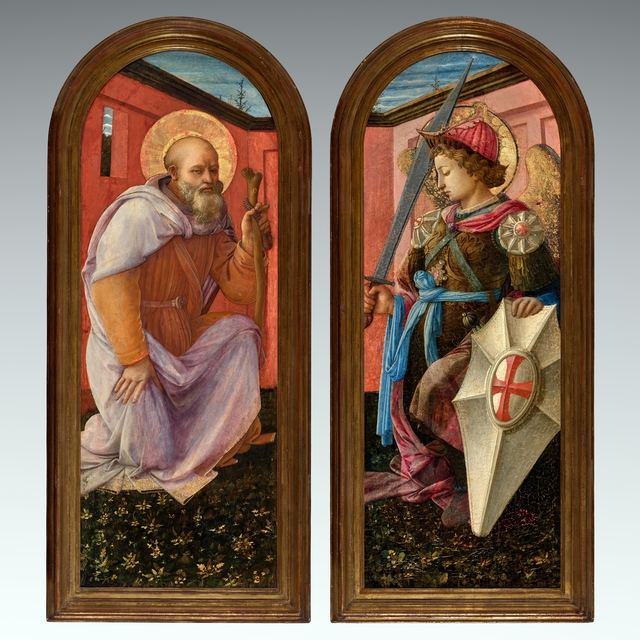 Pair of Panels from a Triptych: The Archangel Michael and St. Anthony Abbot by Filippo Lippi