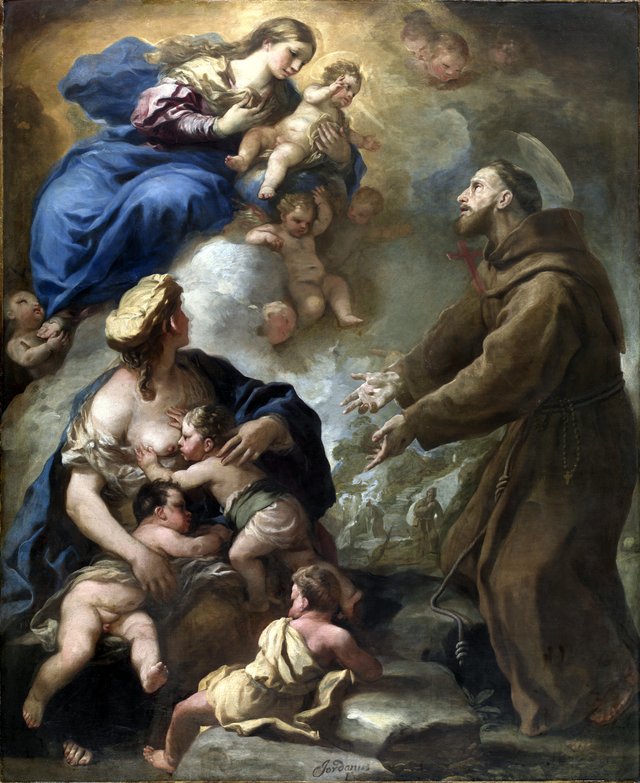 The Virgin and Child Appearing to Saint Francis of Assisi by Luca Giordano