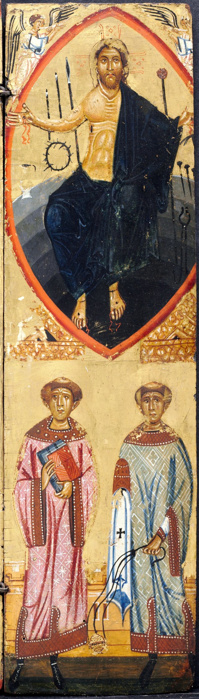 Christ in a Mandorla, with the instruments of the Passion, with St. Stephen and St. Lawrence below by Berlinghiero Berlinghieri