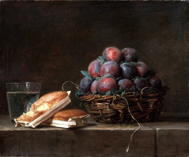 Basket of Plums by Anne Vallayer-Coster