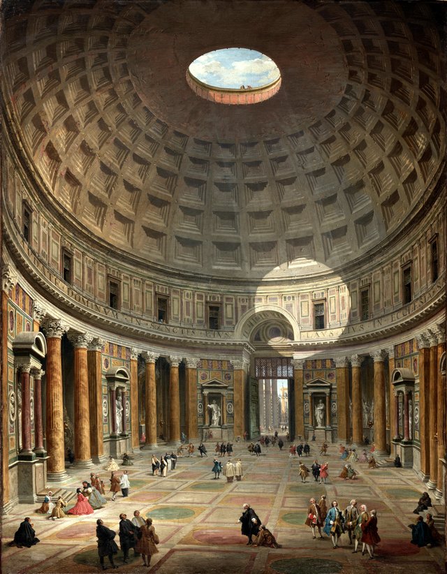 Interior of the Pantheon, Rome by Giovanni Paolo Panini