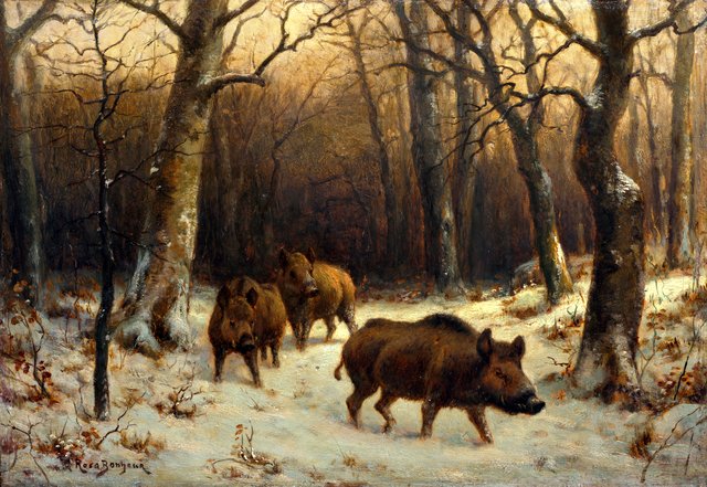 Wild Boars in the Snow by Rosa Bonheur