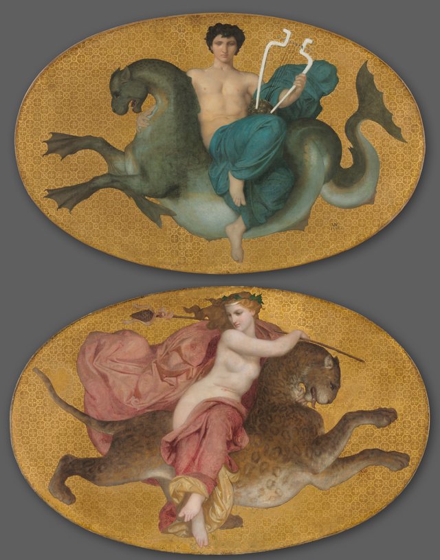 Arion on a Sea Horse and Bacchante on a Panther (pair) by William-Adolphe Bouguereau