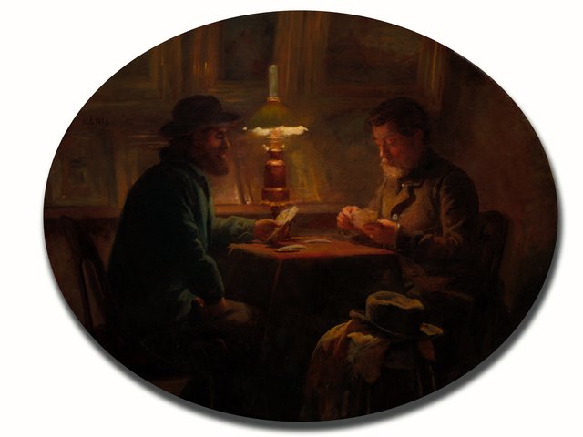 Card Game at "le Père Martin" by Adolphe-Félix Cals