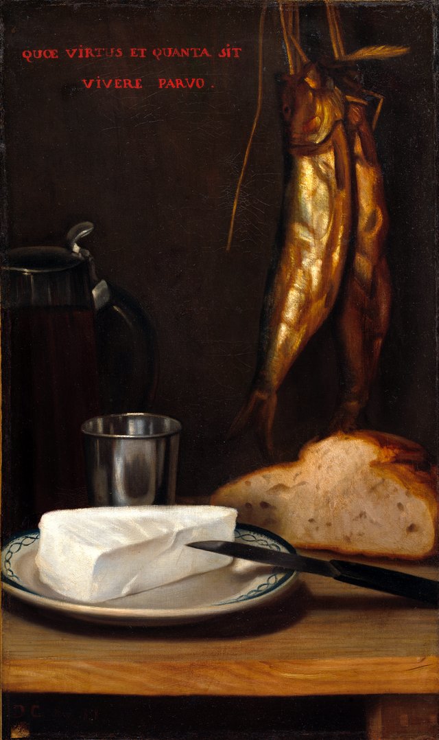 Still Life with Herring, Bread, and Cheese by Alexandre-Gabriel Decamps