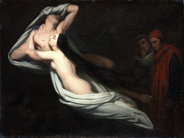 Dante and Virgil Meeting the Shades of Francesca da Rimini and Paolo by Ary Scheffer