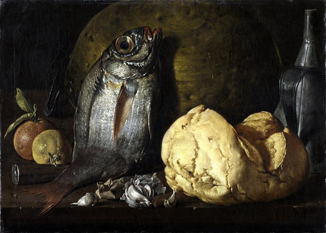 Still Life with Fish, Bread, and Kettle by Luis Egidio Meléndez