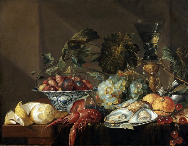 Still-Life with Crayfish, Oysters, and Fruit by Cornelis de Heem