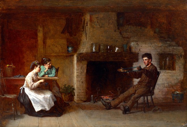 Winding Yarn (Interior of a Nantucket Kitchen) by Eastman Johnson